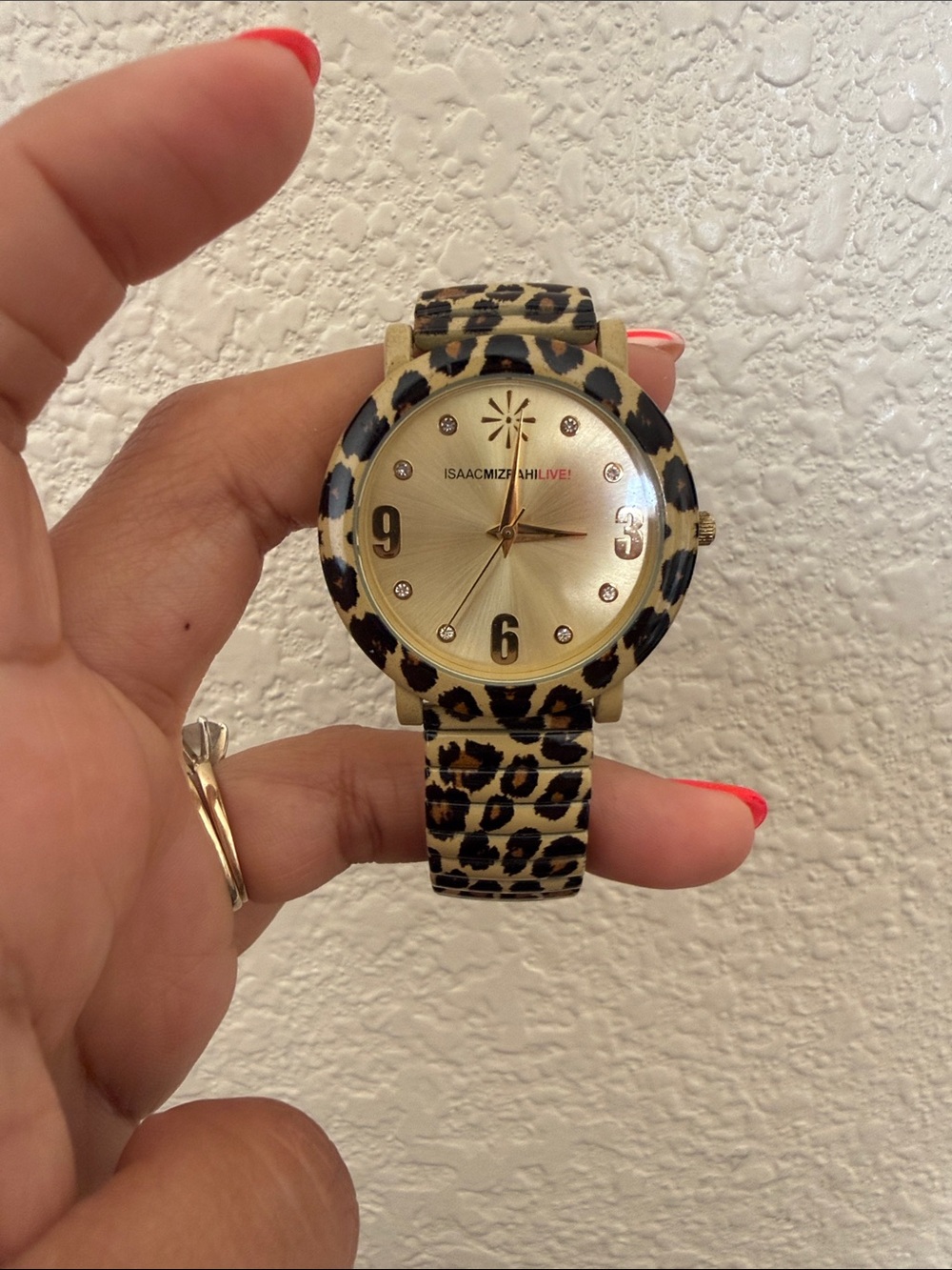 Isaac Mizrahi Gold Dial Leopard-Print Women's Watch